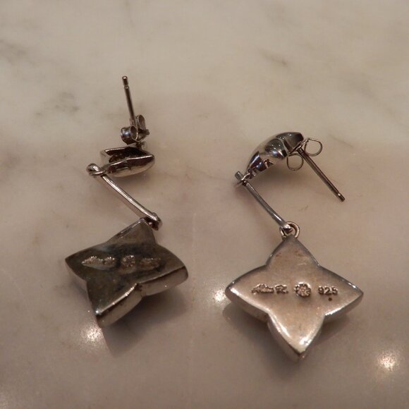 Vintage Murano Glass and Sterling Silver Dangle Earrings - Picture 3 of 4